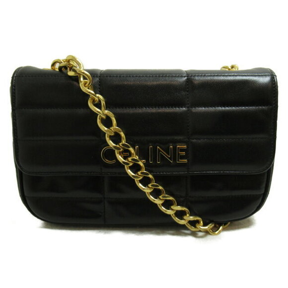 Celine Handbags - Celine Monochrome Chain Shoulder Bag Black Lambskin
